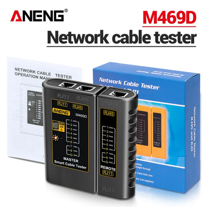 ANENG M469D Testador de cabo LAN Testador de cabo de rede RJ45 RJ11 RJ12 CAT5 UTP Testador de cabo LAN Ferramenta de rede Reparo de rede