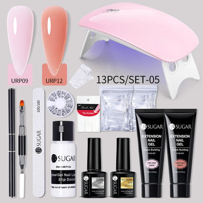 UR SUGAR Acrílico UV Gel Extensão Unhas Gel Kit Nude Glitter Cor Gel Construção Rápida Esmalte Tudo Para Manicure Nail Art Design