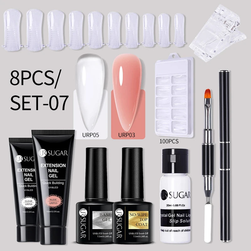 UR SUGAR Acrílico UV Gel Extensão Unhas Gel Kit Nude Glitter Cor Gel Construção Rápida Esmalte Tudo Para Manicure Nail Art Design