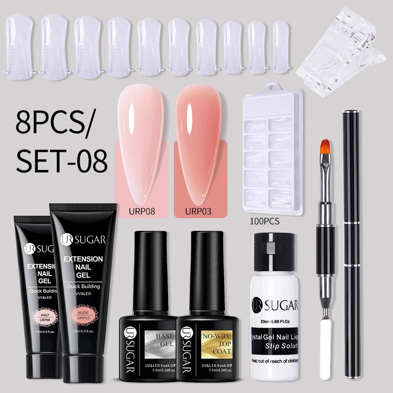 UR SUGAR Acrílico UV Gel Extensão Unhas Gel Kit Nude Glitter Cor Gel Construção Rápida Esmalte Tudo Para Manicure Nail Art Design