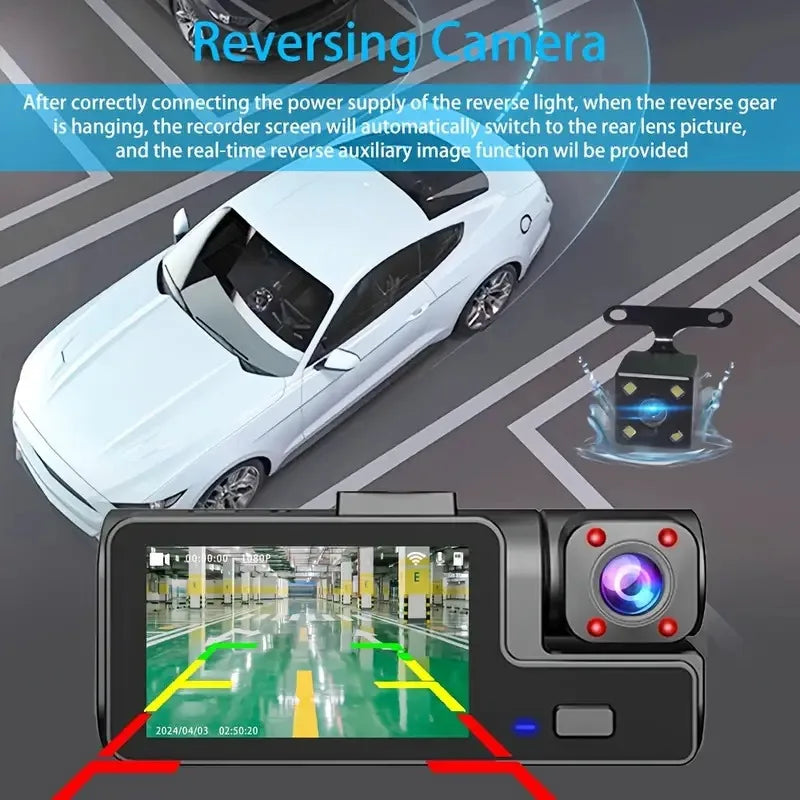 3Camera Dash Cam para câmera de carro 1080P gravador de vídeo WIFI carro DVR câmera de visão traseira frontal visão noturna caixa preta acessórios para carro