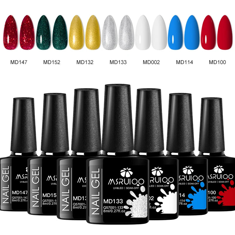 Conjunto de 7 peças de esmalte em gel para unhas, faça você mesmo, design de arte em unhas, tudo para decoração, gel UV de imersão, pintura de manicure de longa duração, kits de gel Vernis