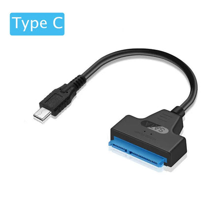 Cabo SATA para USB 3.0 / 2.0 de até 6 Gbps para HDD externo de 2,5 polegadas SSD Disco rígido SATA 3 Adaptador de 22 pinos Cabo USB 3.0 para Sata III