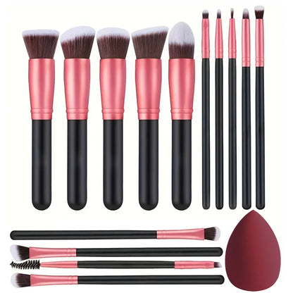 NOVO 14PCS Conjunto de pincéis de maquiagem macios e fofos Base Blush Pó Sombra Mistura Cosméticos Femininos Ferramenta de beleza Presente de Natal