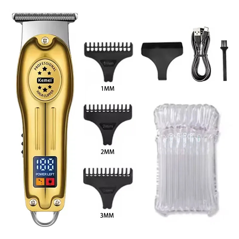 Kemei KM-2628 KM-678 KM-2024 Máquina de cortar cabelo elétrica profissional Máquina de cortar barba Barbeador masculino recarregável Kit aparador de pelos