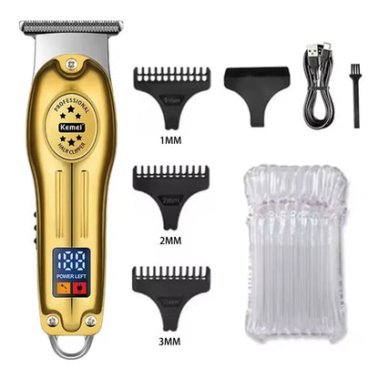 Kemei KM-2628 KM-678 KM-2024 Máquina de cortar cabelo elétrica profissional Máquina de cortar barba Barbeador masculino recarregável Kit aparador de pelos