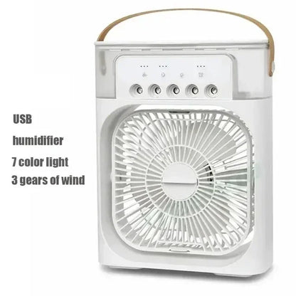 3 em 1 Umidificador Portátil Ventilador Mini Ar Condicionado USB Mini ventilador LED Luz Noturna Névoa de Água Divertido Refrigerador de Ar Umidificador para Casa