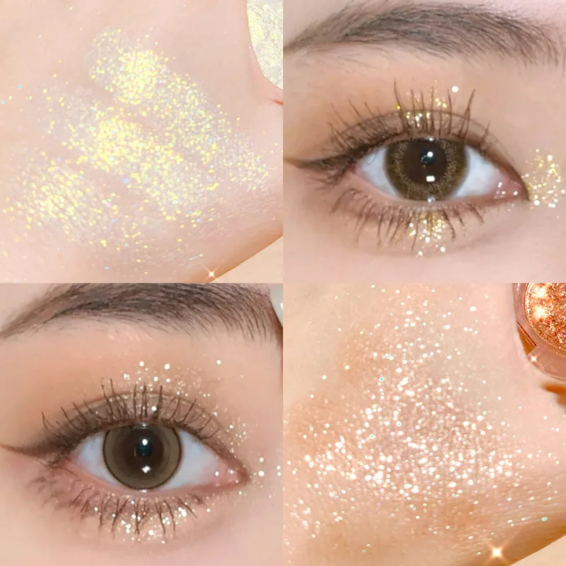 Paleta de sombras monocromáticas com glitter diamante, descoloração, iluminador, lantejoulas, à prova d'água, pigmentos de maquiagem duradoura para os olhos