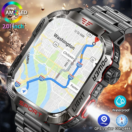 Novo para Huawei Xiaomi Militar GPS Smart Watch Homens Lanterna Bússola À Prova D'Água Esporte Ao Ar Livre Rastreador Bluetooth Chamada Smartwatch