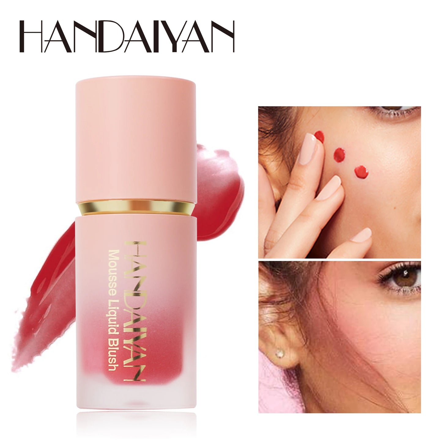 HANDAIYAN 6-Shade Matte Glitter Líquido Blush Esponja Pincel é misturas de longa duração rosa feminino blushes Blush Alta pigmentação