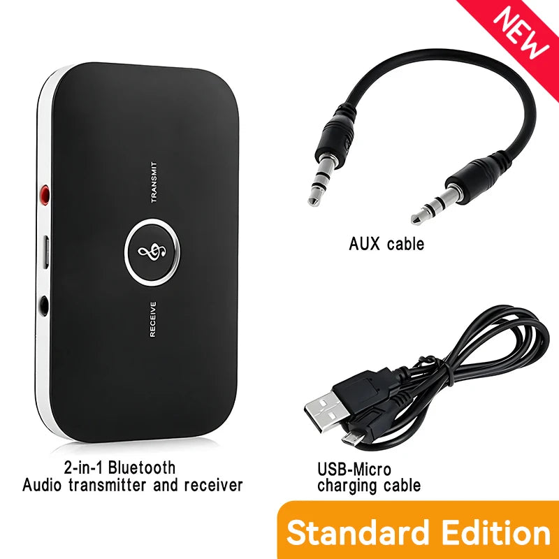 B6 2 EM 1 Bluetooth 5.3 Transmissor de Áudio Receptor 3.5mm AUX Jack RCA USB Dongle Música Adaptador Sem Fio Para Carro PC TV Fone de Ouvido