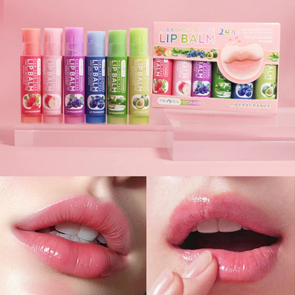 DNM Multi Sabores de Frutas Hidratante Base Hidratante Conjunto de Bálsamo Labial Maquiagem Cuidados com os Lábios Cuidado Diário Bálsamo para Mulheres e Homens Conjunto de 6 Peças