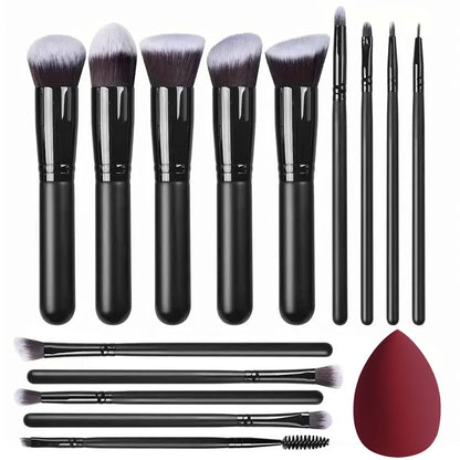 NOVO 14PCS Conjunto de pincéis de maquiagem macios e fofos Base Blush Pó Sombra Mistura Cosméticos Femininos Ferramenta de beleza Presente de Natal