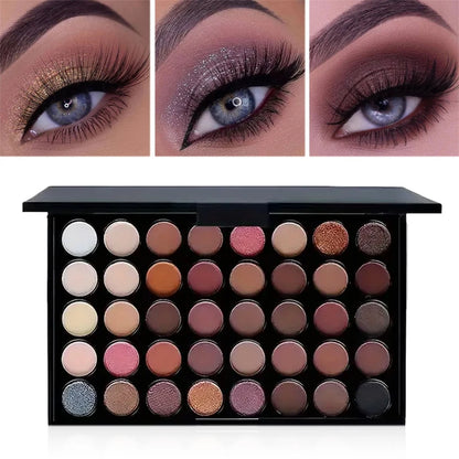 Paleta de sombras com glitter, 40 cores, fosca, à prova de água, longa duração, pó prensado, kit de cosméticos, moda feminina, paleta de maquiagem para os olhos