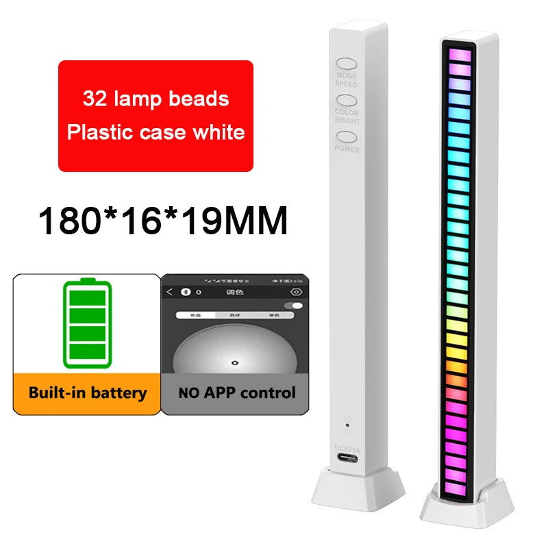 Lâmpada RGB LED Strip Lights Captador de Luz Controle de Som Lâmpada Luz Ambiente Controle de APP Inteligente Ritmo Musical para Jogo Luz de Mesa