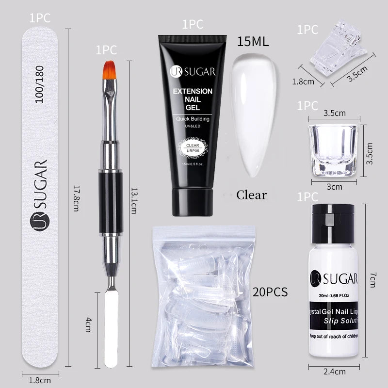 UR SUGAR Acrílico UV Gel Extensão Unhas Gel Kit Nude Glitter Cor Gel Construção Rápida Esmalte Tudo Para Manicure Nail Art Design