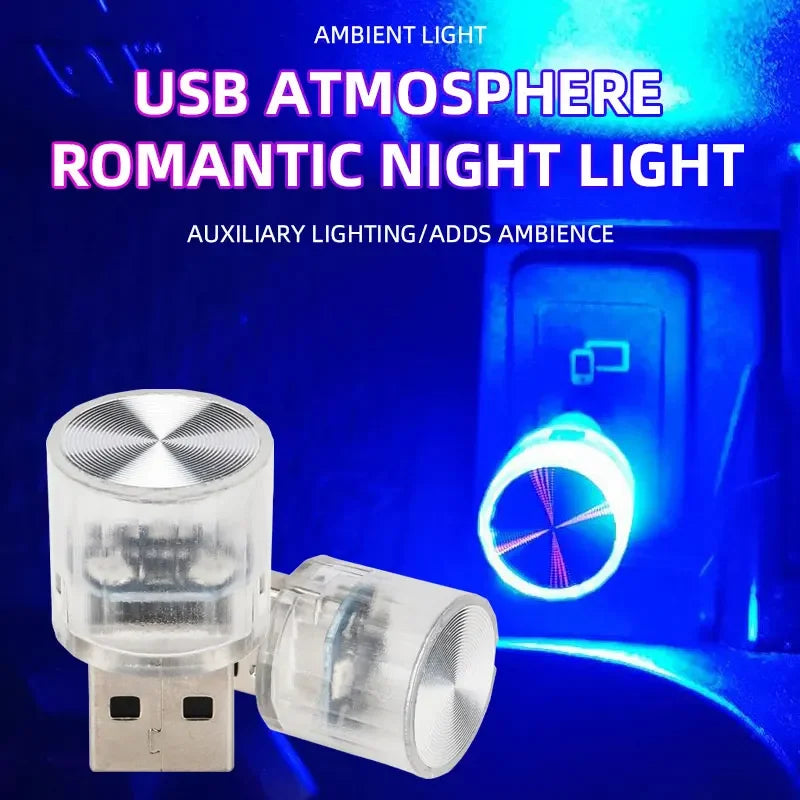 1PC Carro Mini USB Led Atmosfera Luz Para Festa Ambiente Automotivo Portátil Plug and Play Carro Decorativo Interior Lâmpada 12V