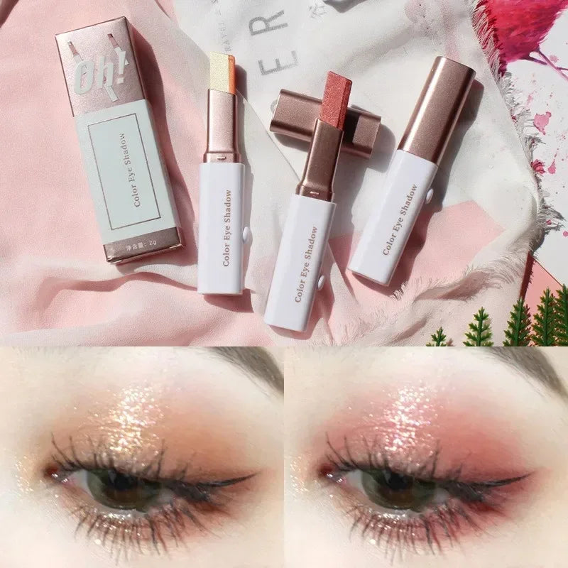 Double Color Eyeshadow Stick Gradient Shimmer Color Eye Shadow Cream Pen Maquiagem de olhos Cosmetic Eyeshadow Stick Korean Makeup