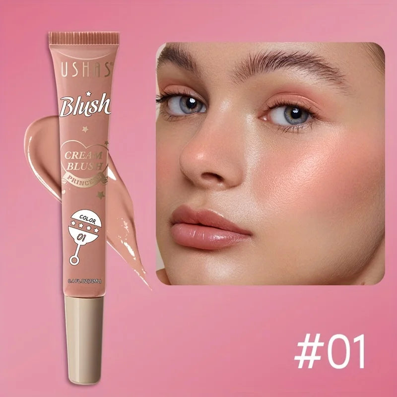 Ushas blush líquido de longa duração, 4 cores, contorno facial, leve, macio, multiuso, creme, blush, à prova de água, bastão de blush facial