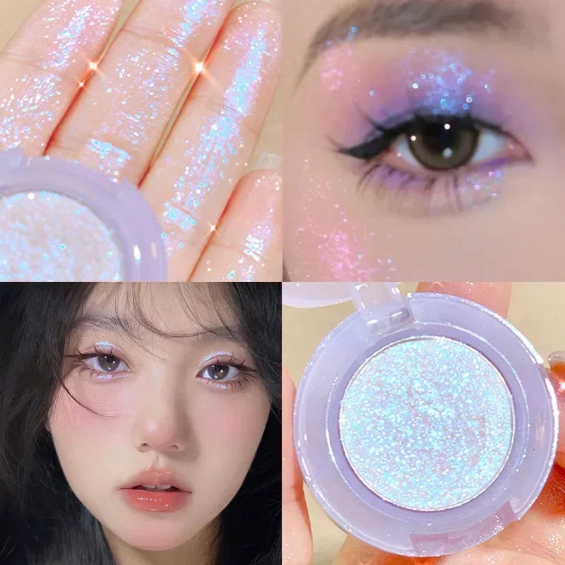 Paleta de sombras monocromáticas com glitter diamante, descoloração, iluminador, lantejoulas, à prova d'água, pigmentos de maquiagem duradoura para os olhos