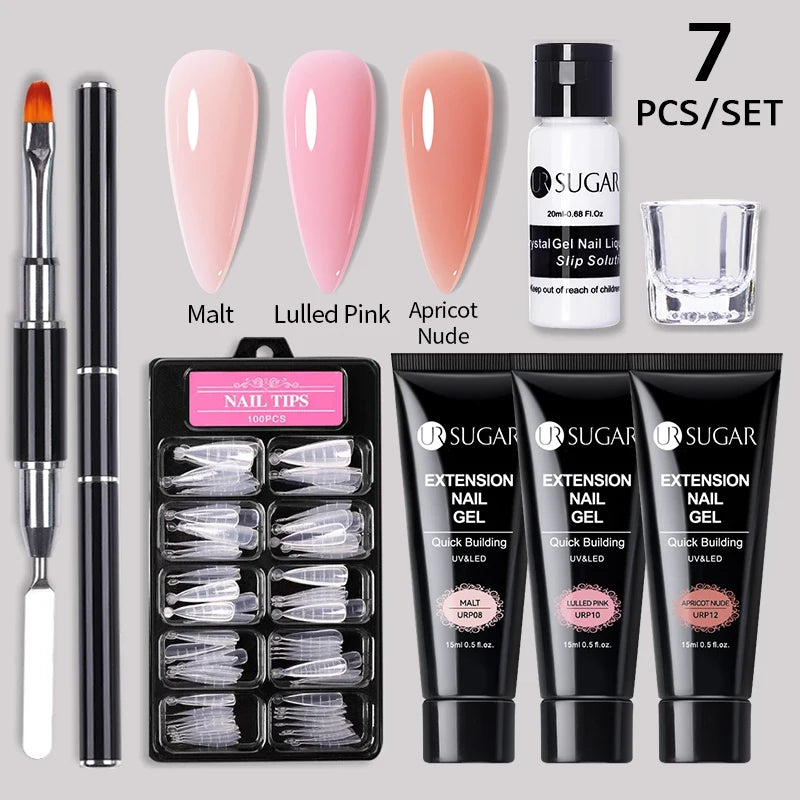 UR SUGAR Acrílico UV Gel Extensão Unhas Gel Kit Nude Glitter Cor Gel Construção Rápida Esmalte Tudo Para Manicure Nail Art Design