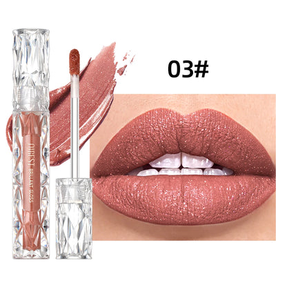 QIBEST À Prova de Água Diamante Brilho Brilho Labial Matte Batom Líquido Brilhante Pérola Lip Glaze Longa Duração LipTint Maquiagem Feminina