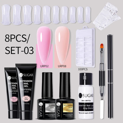 UR SUGAR Acrílico UV Gel Extensão Unhas Gel Kit Nude Glitter Cor Gel Construção Rápida Esmalte Tudo Para Manicure Nail Art Design