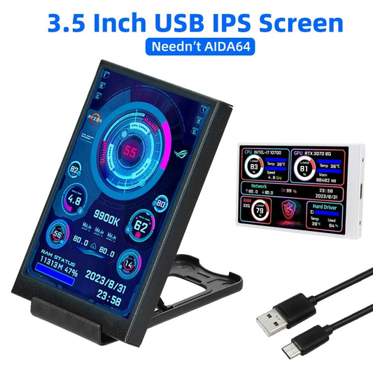 Tela secundária IPS tipo C de 3,5 polegadas para computador CPU GPU RAM HDD Display 320*480 USB LCD Monitor Freely AIDA64 Windows 10 11