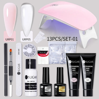 UR SUGAR Acrílico UV Gel Extensão Unhas Gel Kit Nude Glitter Cor Gel Construção Rápida Esmalte Tudo Para Manicure Nail Art Design