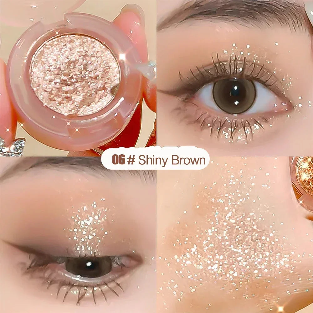 Paleta de sombras monocromáticas com glitter diamante, descoloração, iluminador, lantejoulas, à prova d'água, pigmentos de maquiagem duradoura para os olhos