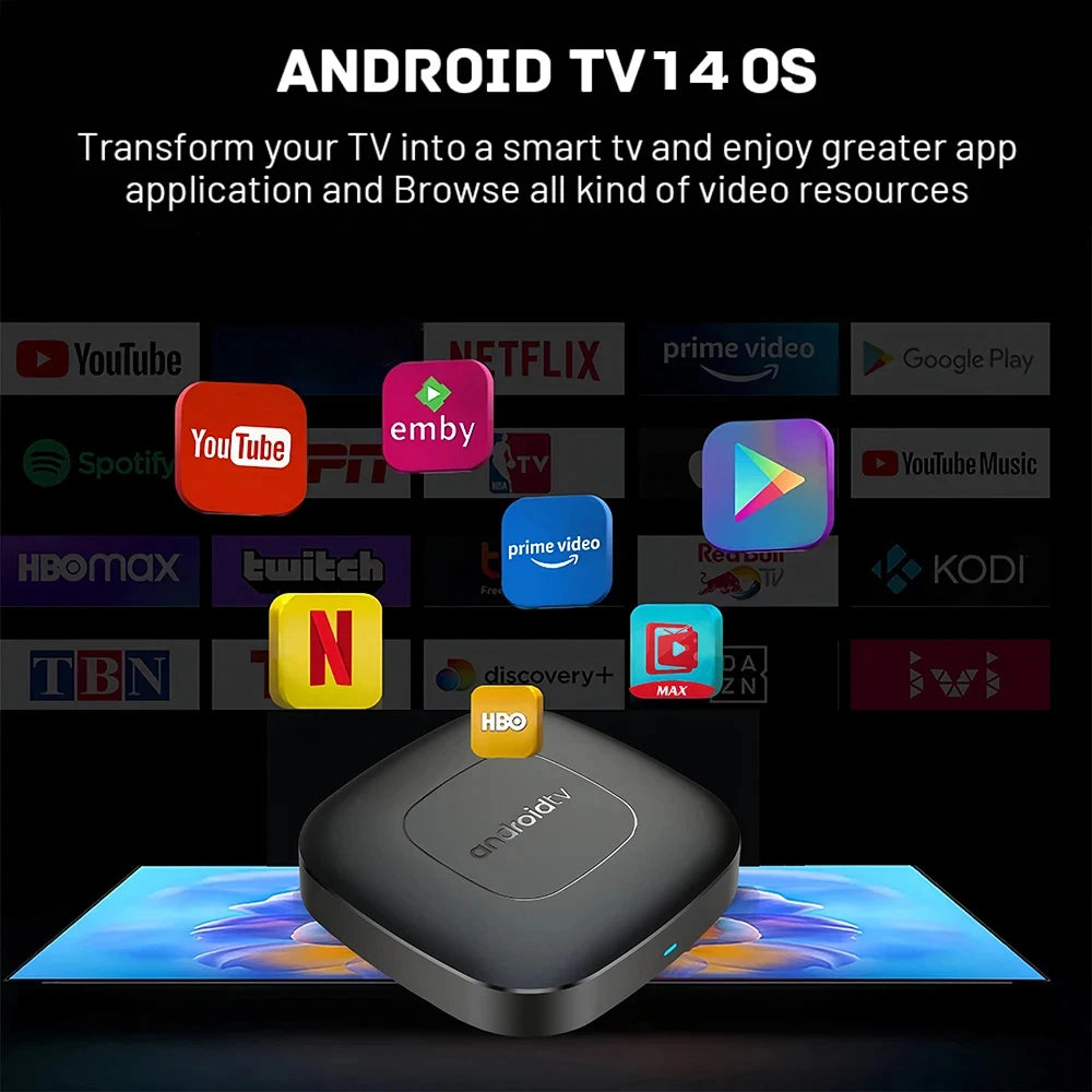 Versão global Smart Streaming Media Player TV Box AllwinnerH313 Android13 2.4G e 5G Wifi 4K Mortal T1 Bluetooth Google Assistant