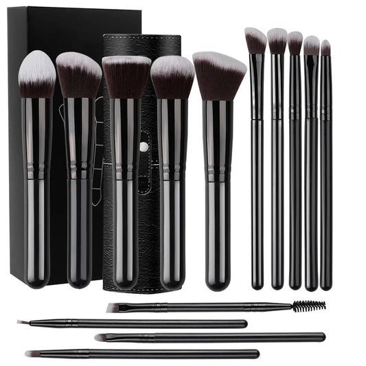 NOVO 14PCS Conjunto de pincéis de maquiagem macios e fofos Base Blush Pó Sombra Mistura Cosméticos Femininos Ferramenta de beleza Presente de Natal