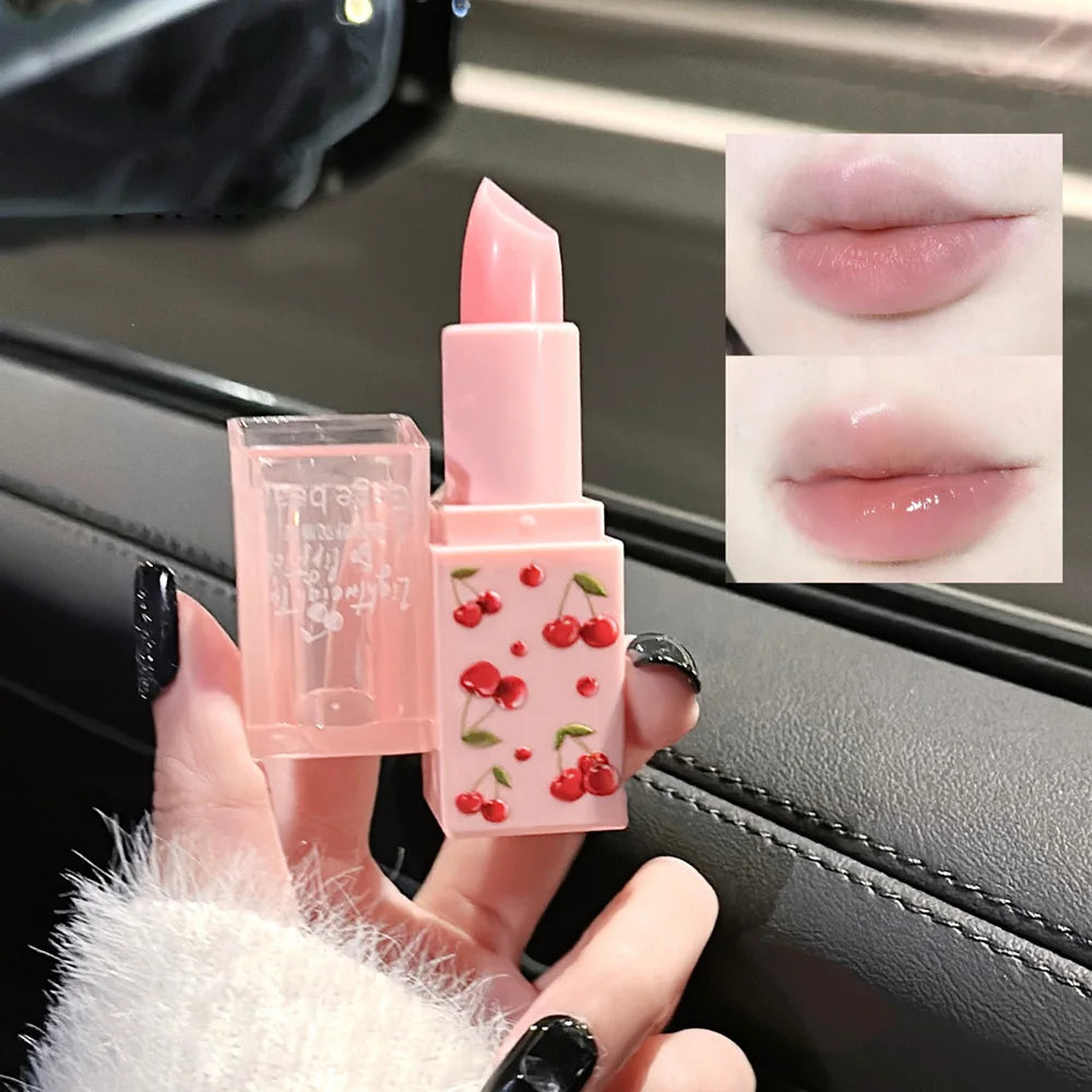 Conjunto de bálsamo labial hidratante cereja e óleo labial Gege Bear Light hidratante calmante e lábios macios para uso no inverno