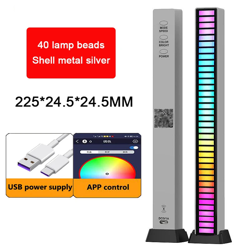 Lâmpada RGB LED Strip Lights Captador de Luz Controle de Som Lâmpada Luz Ambiente Controle de APP Inteligente Ritmo Musical para Jogo Luz de Mesa