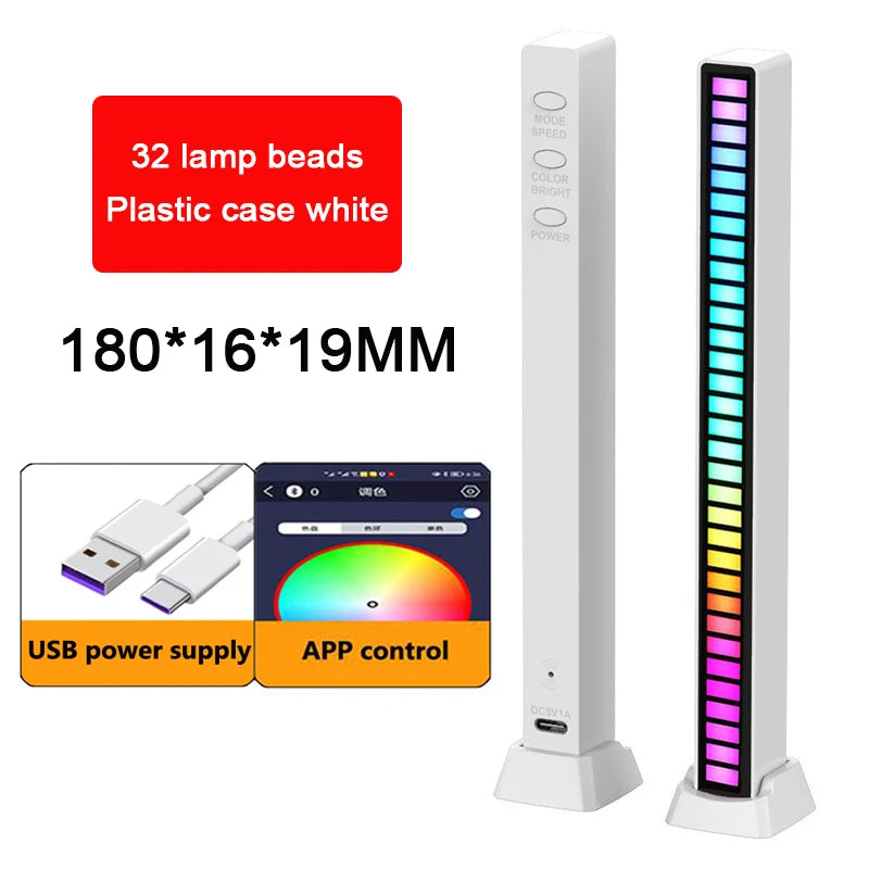 Lâmpada RGB LED Strip Lights Captador de Luz Controle de Som Lâmpada Luz Ambiente Controle de APP Inteligente Ritmo Musical para Jogo Luz de Mesa