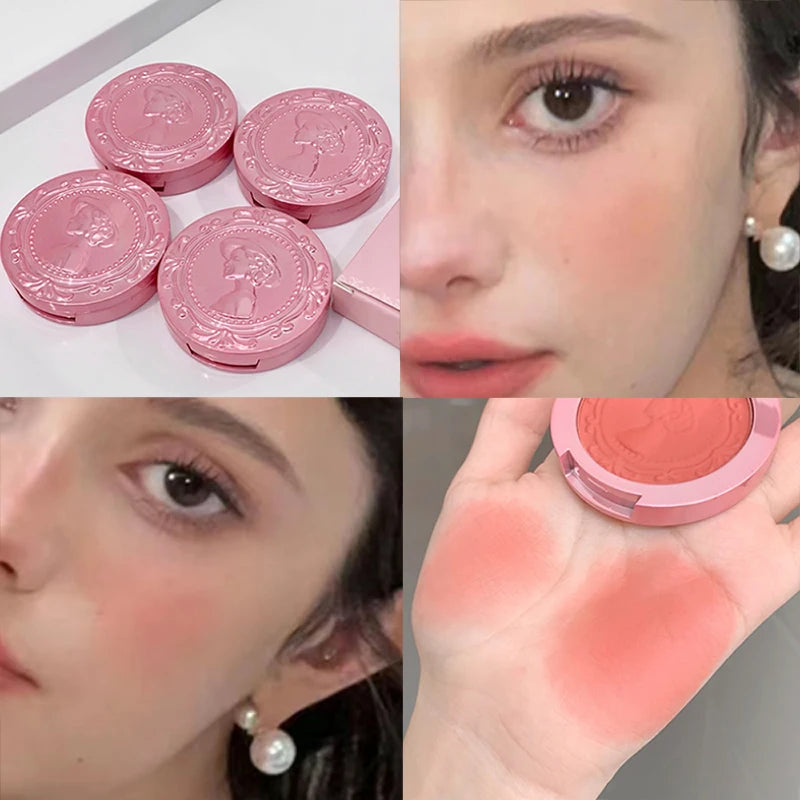 Névoa de alívio tridimensional cor blush natural macio delicado segurar maquiagem baixa saturação feminino blush creme