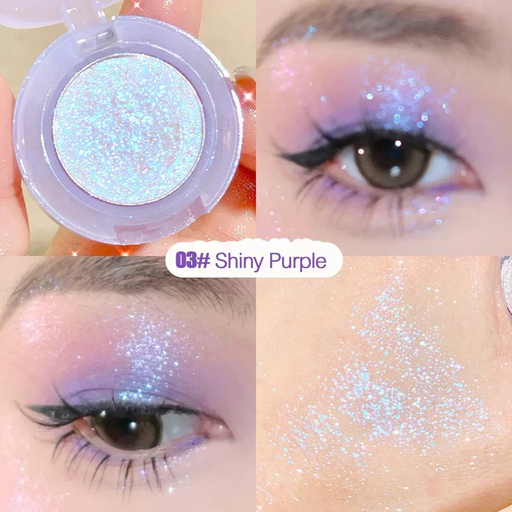 Paleta de sombras monocromáticas com glitter diamante, descoloração, iluminador, lantejoulas, à prova d'água, pigmentos de maquiagem duradoura para os olhos