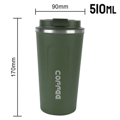 Caneca térmica para carro Thermo Cafe Coffee Mug 380/510ML à prova de vazamentos Copo térmico de viagem para chá, água, café, aço inoxidável duplo