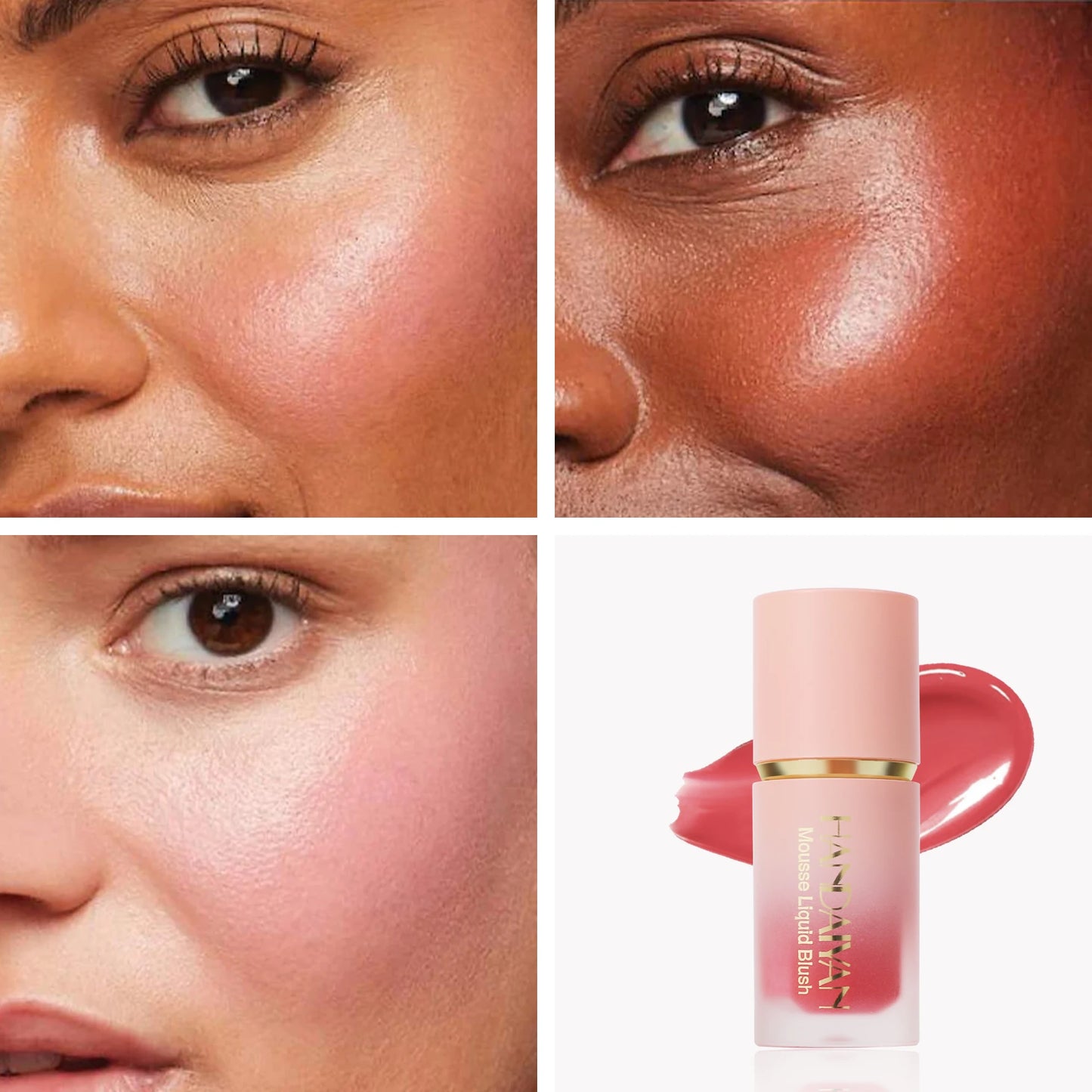 HANDAIYAN 6-Shade Matte Glitter Líquido Blush Esponja Pincel é misturas de longa duração rosa feminino blushes Blush Alta pigmentação