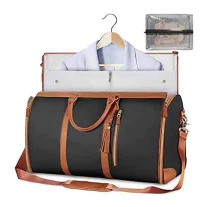 Mala de grande capacidade de couro dobrável viagem crossbody um ombro esportes e saco de fitness portátil roupas bagagem saco terno