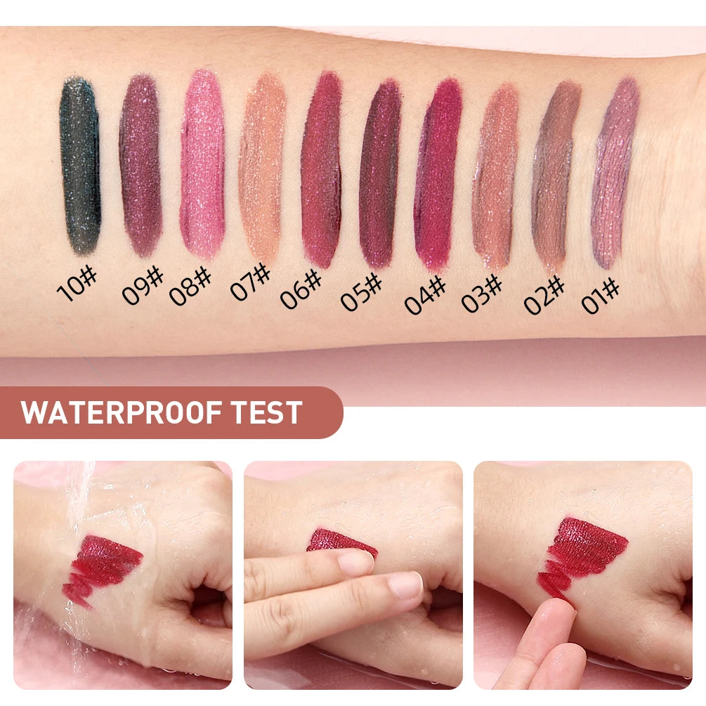 QIBEST À Prova de Água Diamante Brilho Brilho Labial Matte Batom Líquido Brilhante Pérola Lip Glaze Longa Duração LipTint Maquiagem Feminina