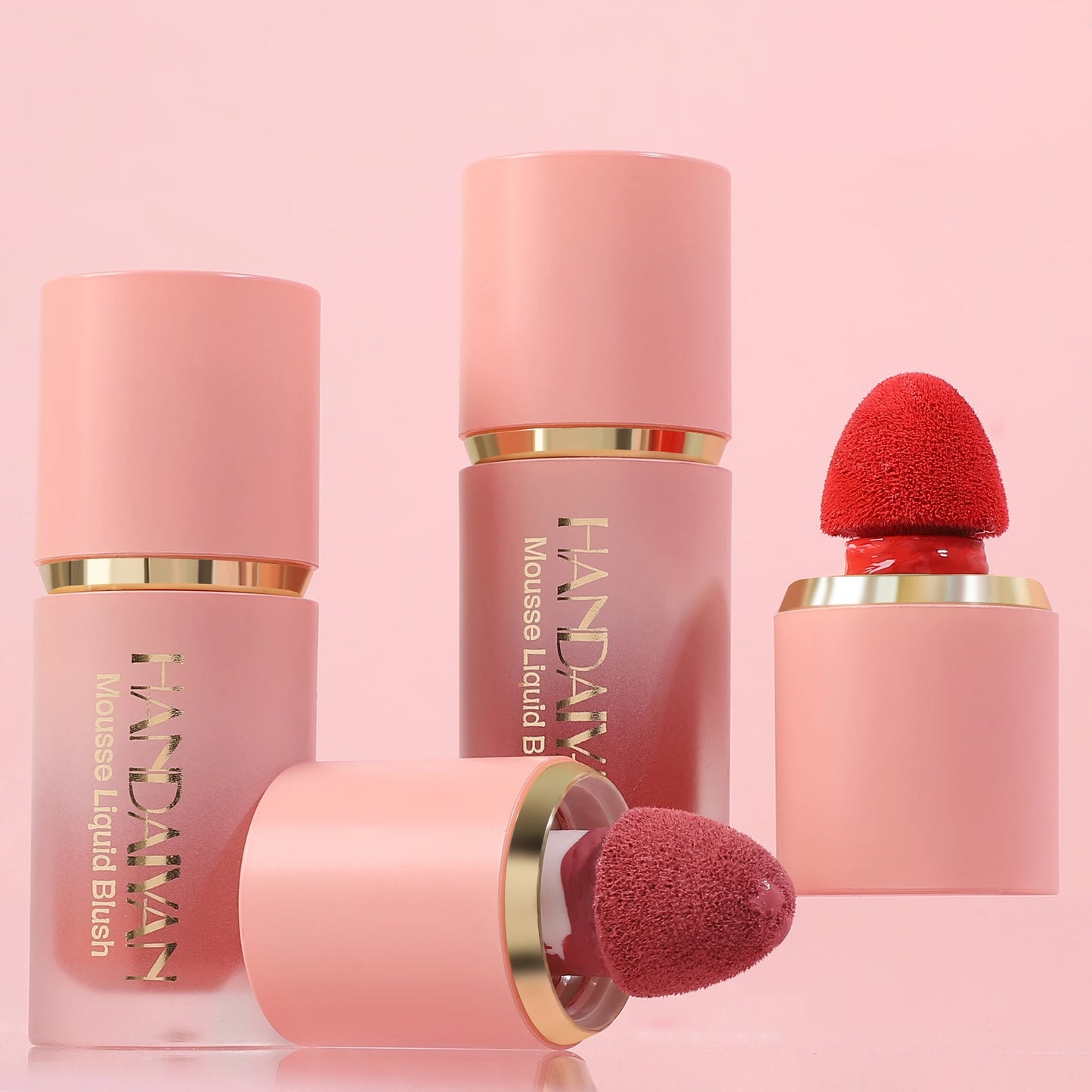 HANDAIYAN 6-Shade Matte Glitter Líquido Blush Esponja Pincel é misturas de longa duração rosa feminino blushes Blush Alta pigmentação