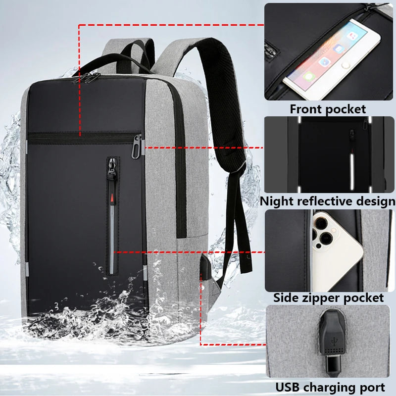 Mochilas escolares masculinas à prova d'água para negócios, mochilas escolares USB de 15,6 polegadas para laptop, mochilas de grande capacidade para homens, mochilas