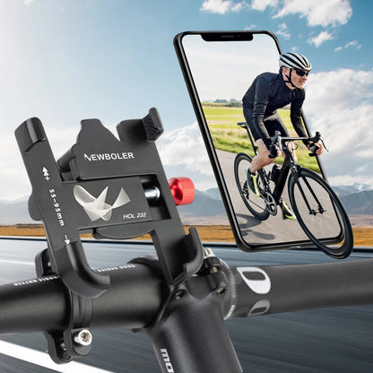 NEWBOLER MTB Suporte de telefone para bicicleta Suporte de telefone para bicicleta ajustável em alumínio com rotação de 360 ° Suporte de ciclismo antiderrapante