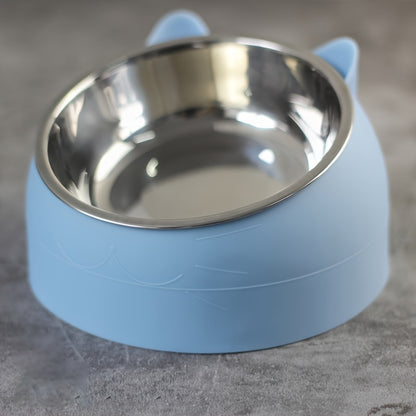 Tigela para gatos, tigela de alimentação para gatos de aço inoxidável elevação de 15 graus com base antiderrapante, alimentador de água e comida de gato de 100 ml Tigela inclinada para animais de estimação