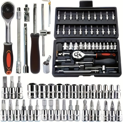 Conjunto de chave de soquete de aço cromo vanádio 150pcs/46pcs - Kit de broca Torx durável para reparos automotivos e domésticos, inclui estojo de armazenamento avançado, sem necessidade de montagem, sem carga, sem bater