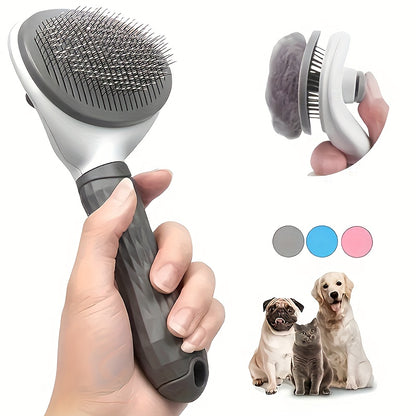 Escova de limpeza para animais de estimação de 1 unidade - Pente de remoção de pelos eficiente para cães e gatos, cabo ergonômico, material ABS durável.