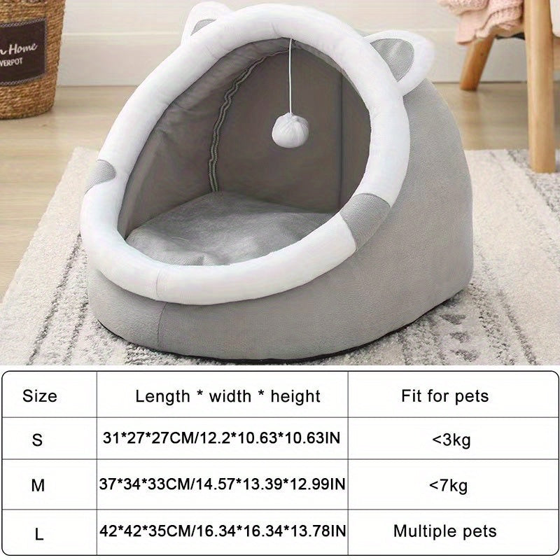 Cama aconchegante em forma de caverna para gatos - Mantenha o seu gatinho quente e confortável nesta bonita casinha para animais de estimação!