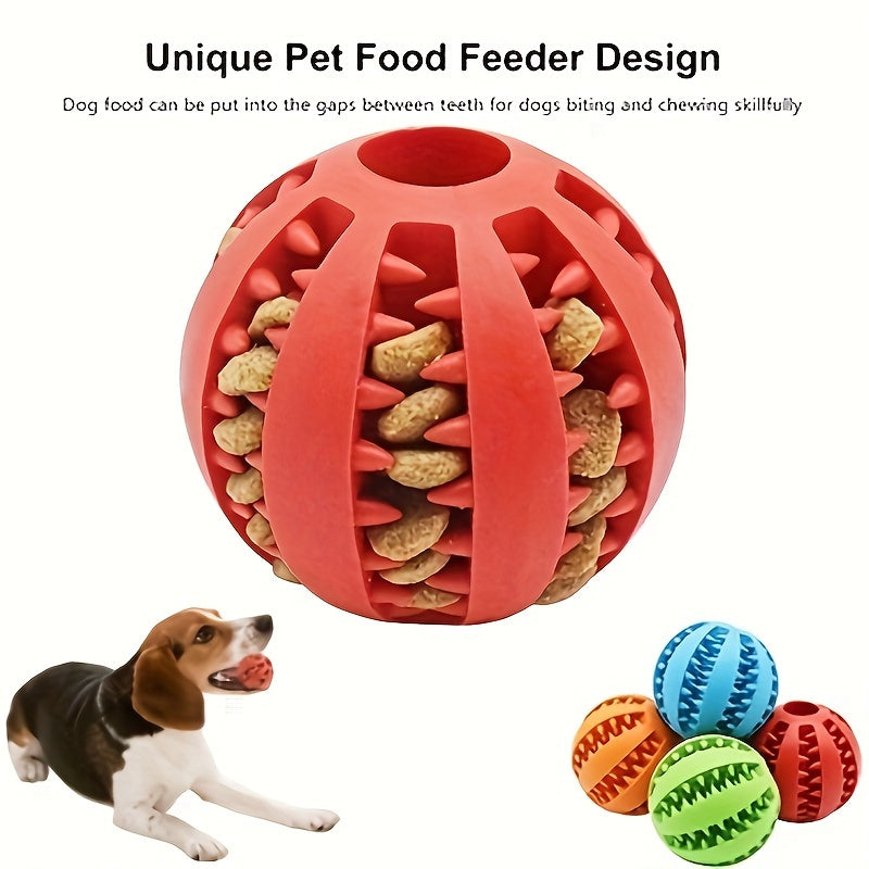 1PC Bola de brinquedo para cães pequenos, brinquedo interativo elástico para mastigar cachorros, limpeza dos dentes, bola de comida de borracha, acessórios para animais de estimação