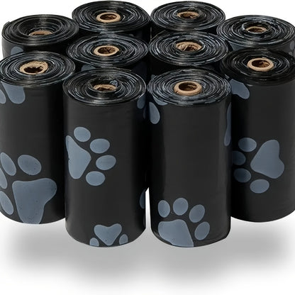 150 unidades/10 rolos grossos sacos para cócó de cachorro à prova de vazamento, adequados para caminhadas ao ar livre, disponíveis nas cores preto e verde